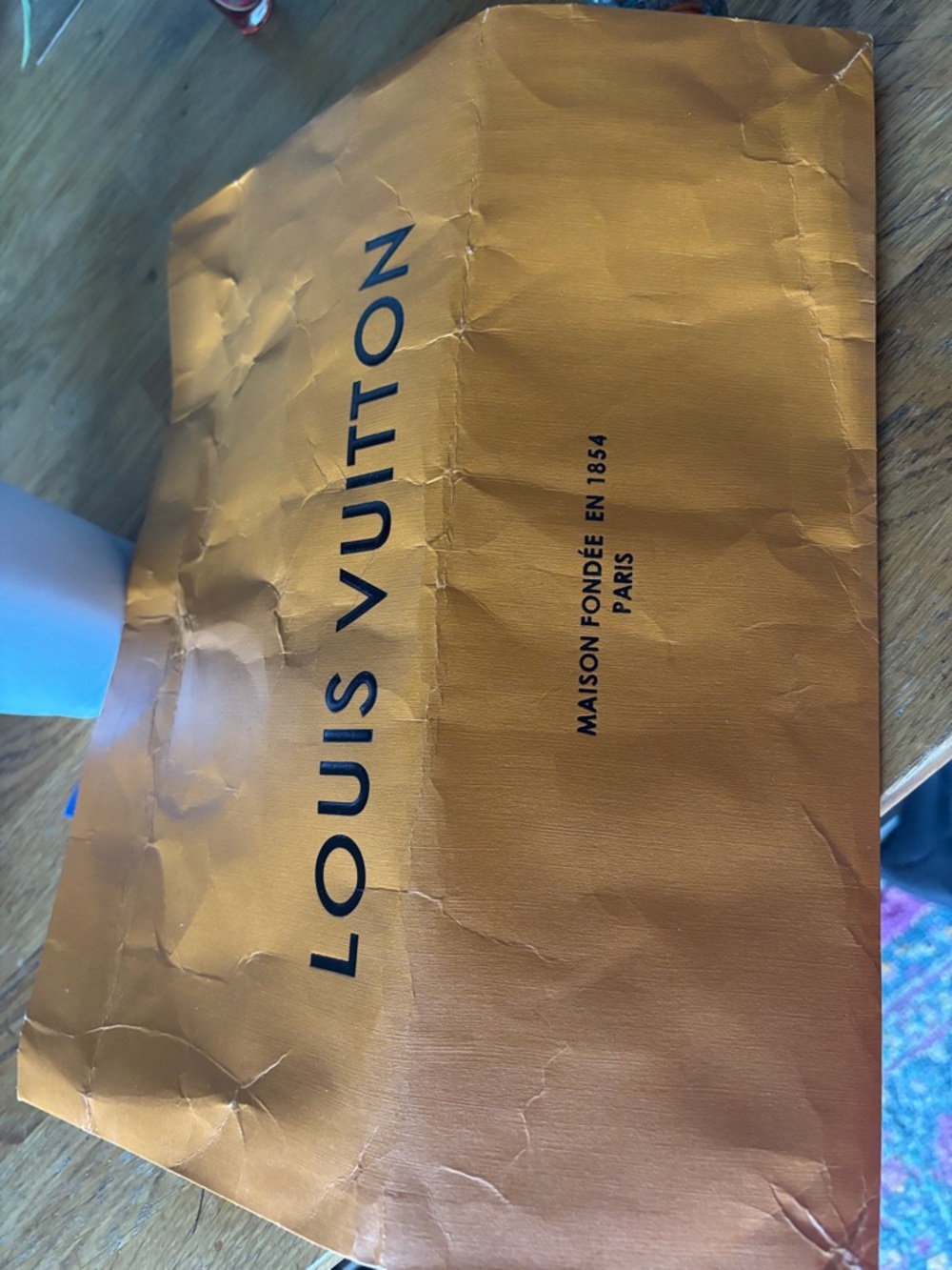 Louis Vuitton Orange Branded Paper Bag with Black Logo